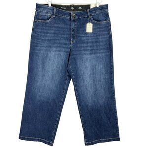 St. John's Bay Women Wide Leg High Rise Stretch Blue Denim Jeans Plus 22W NWT